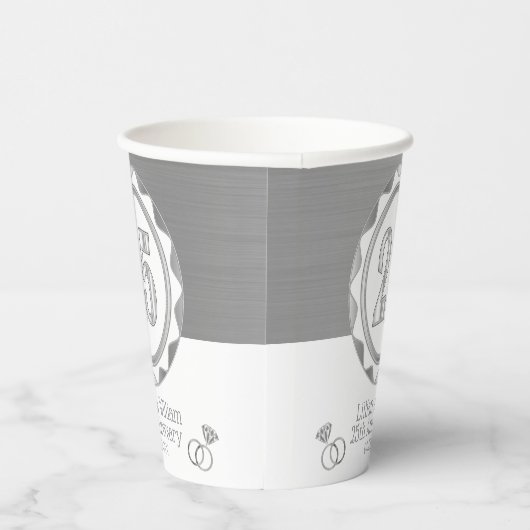 Aangepaste 25e Golden Jubileum of verjaardag, enz. Papieren Bekers (Rechts)