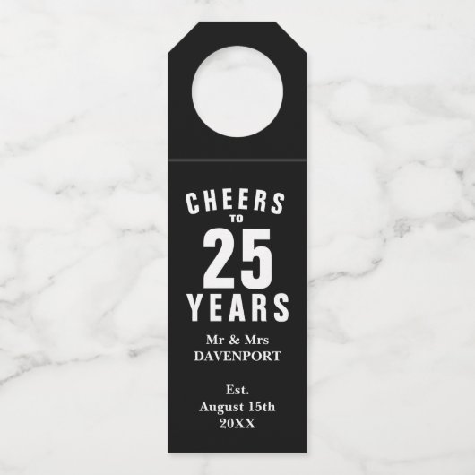 Aangepaste 25e trouwdag flessenhanger (Voorkant)