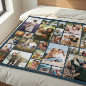 Aangepaste 28 foto collage blauw fleece deken