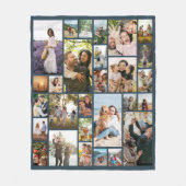Aangepaste 28 foto collage blauw fleece deken (Voorkant)