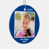 Aangepaste 2-foto 2 zijdige blauwe evenementen mij keramisch ornament (Rechts)