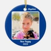 Aangepaste 2-foto 2 zijdige blauwe evenementen mij keramisch ornament (Voorkant)