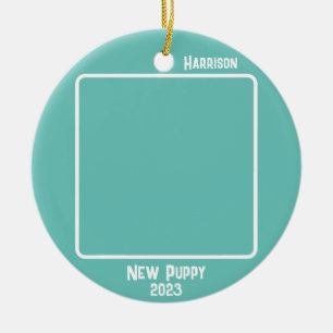 Aangepaste 2-foto 2-zijdige Blauwgroen mijlpaal of Keramisch Ornament