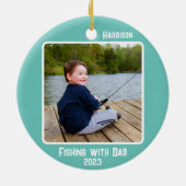 Aangepaste 2-foto 2-zijdige Blauwgroen mijlpaal of Keramisch Ornament (Achterkant)