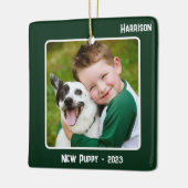 Aangepaste 2-foto 2 zijdige Emerald Special Event Keramisch Ornament (Links)