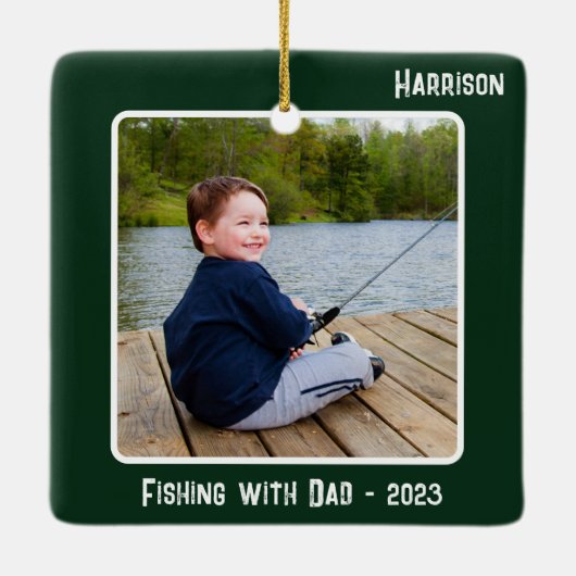 Aangepaste 2-foto 2 zijdige Emerald Special Event Keramisch Ornament (Achterkant)