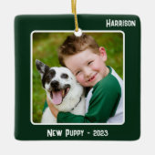 Aangepaste 2-foto 2 zijdige Emerald Special Event Keramisch Ornament (Voorkant)