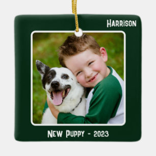 Aangepaste 2-foto 2 zijdige Emerald Special Event Keramisch Ornament