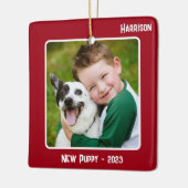 Aangepaste 2-foto 2 zijdige rode speciale gebeurte keramisch ornament (Links)