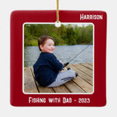 Aangepaste 2-foto 2 zijdige rode speciale gebeurte keramisch ornament (Achterkant)