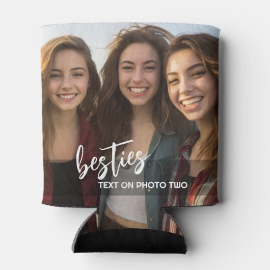 Aangepaste 2 foto - Aangepaste tekst - Besties Blikjeskoeler (Achterkant)