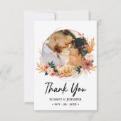 Aangepaste 2 foto | Boho Floral Wildflower bruilof Bedankkaart (Voorkant)