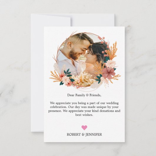 Aangepaste 2 foto | Boho Floral Wildflower bruilof Bedankkaart (Achterkant)