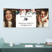 Aangepaste 2 foto Bourgogne Bloemen Afstuderen Ban Spandoek (Beurs)