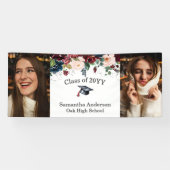 Aangepaste 2 foto Bourgogne Bloemen Afstuderen Ban Spandoek (Horizontaal)