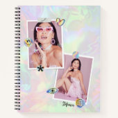 Aangepaste 2-foto collage met moderne scriptnaam notitieboek (Voorkant)