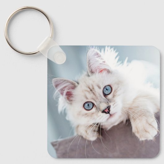 Aangepaste 2 Foto Dubbelzijdige Kattenfoto Sleutelhanger (Voorkant)