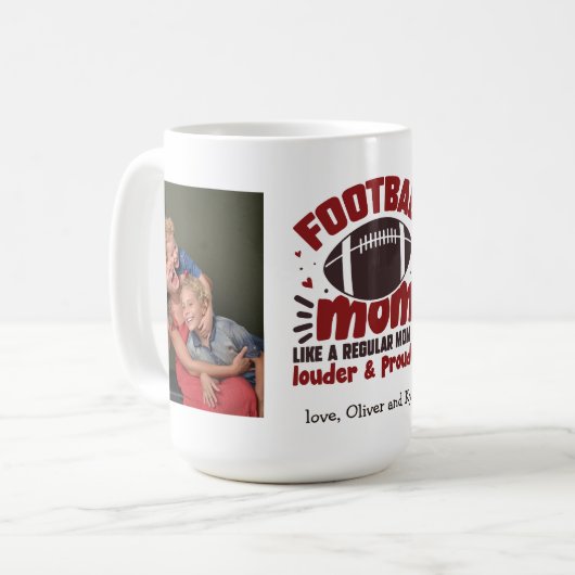 Aangepaste 2 Foto Football Moeder Mok (Voorkant links)