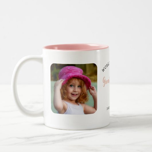 Aangepaste 2 foto Grote oma Modern Keepsake Tweekleurige Koffiemok (Links)