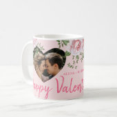 Aangepaste 2 foto hardt roze rozen Valentijn Koffiemok (Voorkant links)
