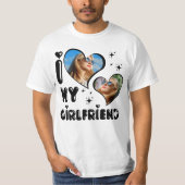 Aangepaste 2 foto Ik hou van mijn Vriendin achter  T-shirt (Voorkant)