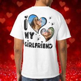 Aangepaste 2 foto Ik hou van mijn Vriendin achter  T-shirt