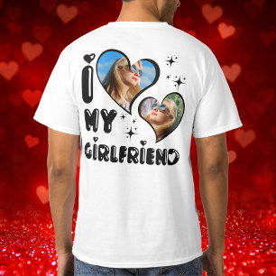 Aangepaste 2 foto Ik hou van mijn Vriendin achter T-shirt