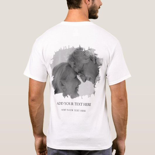 Aangepaste 2 foto met geborsteld effect t-shirt (Achterkant)