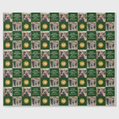 Aangepaste 2 foto Monogram Green Gold Holiday Cadeaupapier (Vlak)
