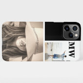 Aangepaste 2 foto monogrammed initialen collage iPhone hoesje (Achterkant horizontaal)