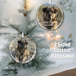 Aangepaste 2 Foto Naam Jaar Herdenking Huisdier Me Metalen Ornament