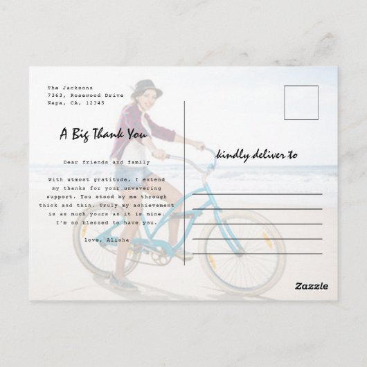 Aangepaste 2 foto penseelstreek gradatie dank je briefkaart (Achterkant)