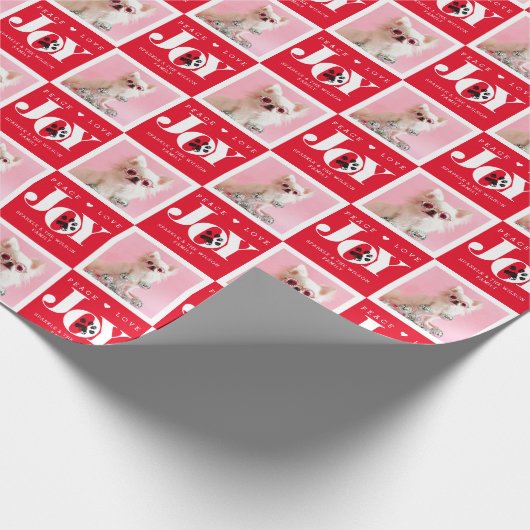 Aangepaste 2 foto Pet Dog JOY Cadeaupapier (Hoek)