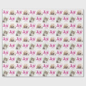 Aangepaste 2 foto Pet Dog JOY Pink Holiday Gift Cadeaupapier (Vlak)