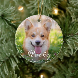 Aangepaste 2 foto Pet Dog Puppy Holiday Keramisch Ornament