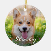 Aangepaste 2 foto Pet Dog Puppy Holiday Keramisch Ornament (Voorkant)