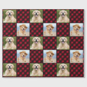 Aangepaste 2 foto Red Buffalo met kerstfeestdag Cadeaupapier (Vlak)