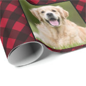 Aangepaste 2 foto Red Buffalo met kerstfeestdag Cadeaupapier (Rol Hoek)