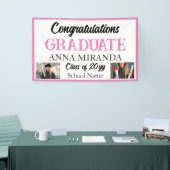 aangepaste 2 foto Roze Gefeliciteerd Afstuderen Af Spandoek (Beurs)