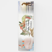 Aangepaste 2 Foto Safari Baby Shower Sprinkle Spandoek (Verticaal)