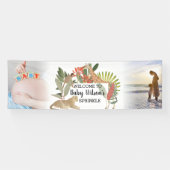 Aangepaste 2 Foto Safari Baby Shower Sprinkle Spandoek (Horizontaal)