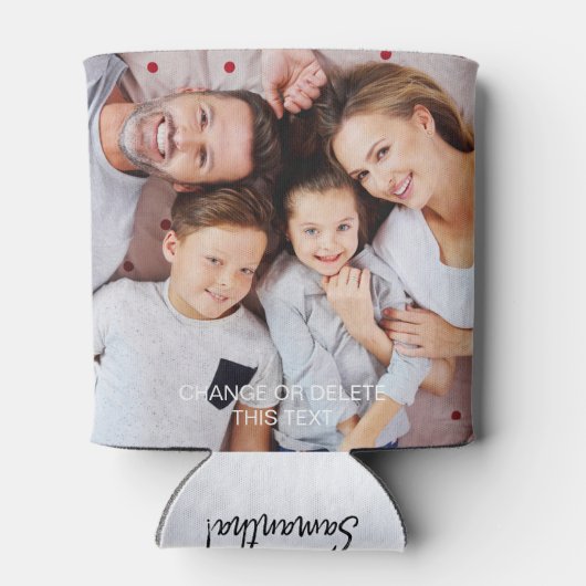 Aangepaste 2 foto-sjabloon met dubbelzijdig berich blikjeskoeler (Achterkant)