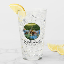 Aangepaste 2 foto Stijlvolle Script Bruidsmeisje G Glas