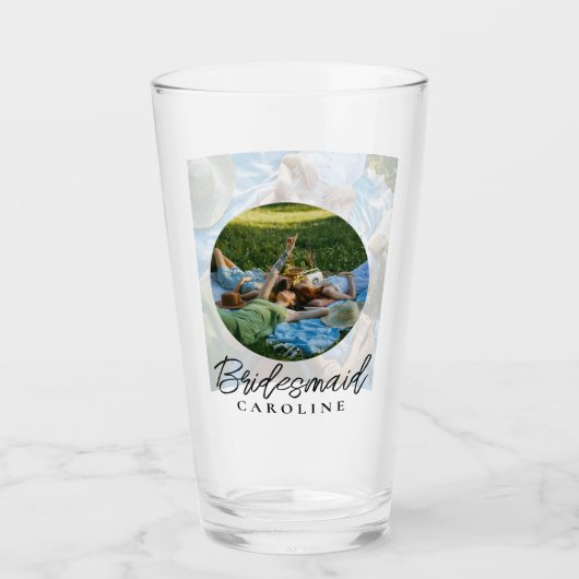 Aangepaste 2 foto Stijlvolle Script Bruidsmeisje G Glas (Voorkant)