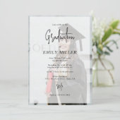 Aangepaste 2 foto tekst overlay Afstuderen uitnodi Kaart (Staand voorkant)