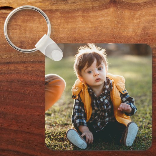 Aangepaste 2 foto vierkante metalen dubbelzijdige  sleutelhanger (Voorkant)
