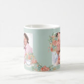 Aangepaste 2 Foto Waterverf Bloemen en Teacup Koffiemok (Center)