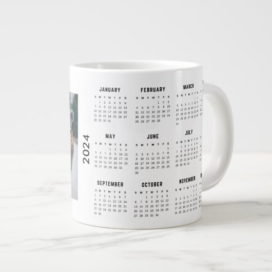 Aangepaste 2 fotocollage 2024 kalender grote koffiekop (Voorkant rechts)