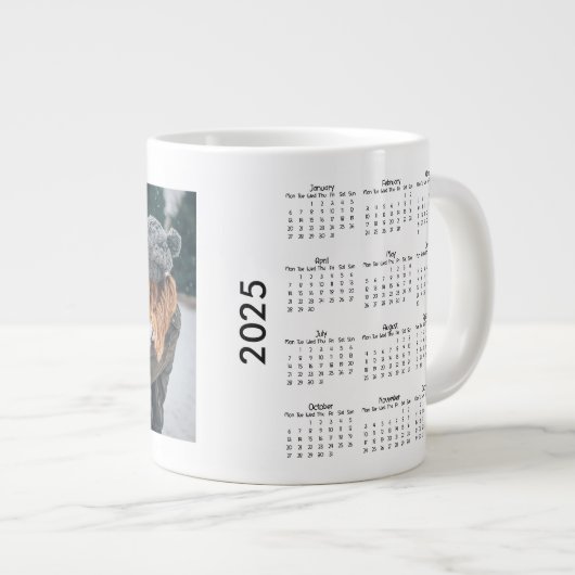Aangepaste 2 fotocollage 2025 kalender grote koffiekop (Voorkant rechts)