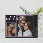 Aangepaste 2 foto's bij laatste roze zwart save the date (Staand voorkant)